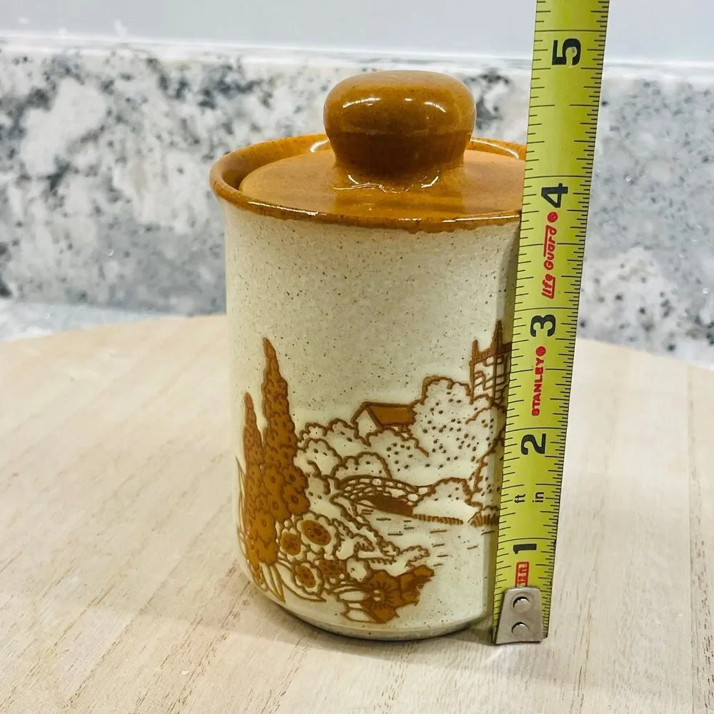 Vintage Ashdale Pottery England Stoneware Jar - Westminster Abbey & Cottage